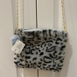 Fuzzy Leopard Clutch Bag